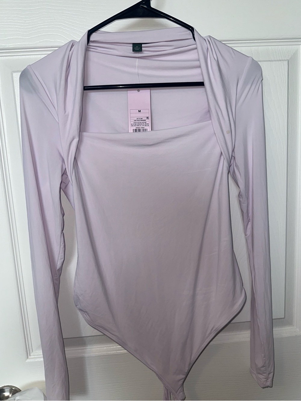 wild fable Lavender Long-Sleeve Draped Collar Bodysuit